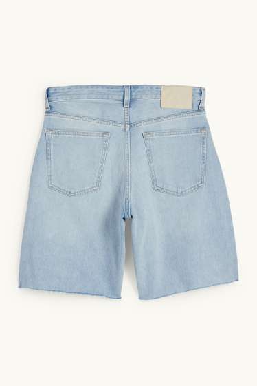 Women - Denim shorts - mid-rise waist - LYCRA® - denim-light blue
