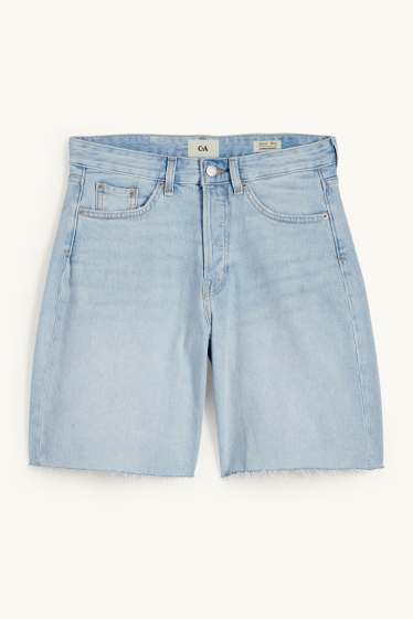 Women - Denim shorts - mid-rise waist - LYCRA® - denim-light blue