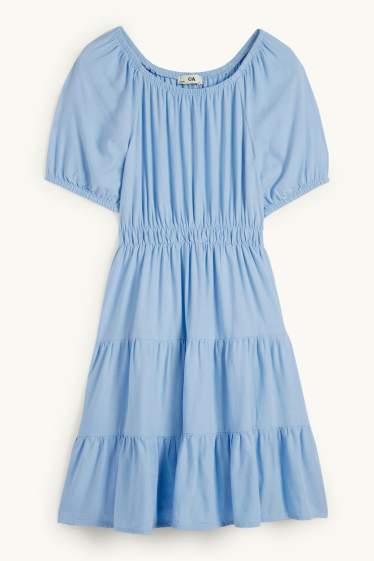 Nena - Vestit amb component de lli - blau clar