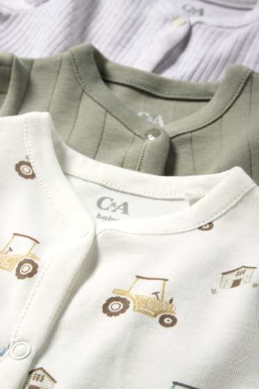 Baby Boys - Multipack of 3 - tractor - baby sleepsuit - green