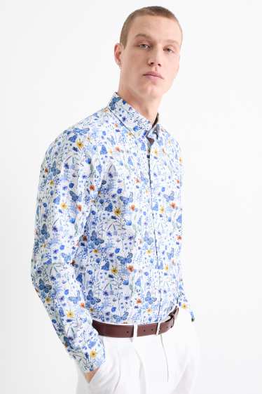 Men - Shirt - regular fit - button-down collar - blue