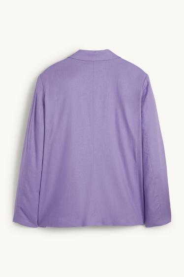 Donna - Blazer lungo - relaxed fit - misto lino - viola