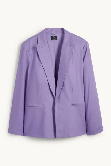 Donna - Blazer lungo - relaxed fit - misto lino - viola