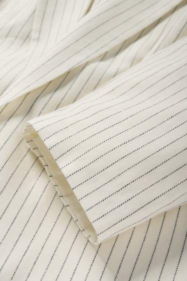 Dámské - Blejzr - relaxed fit - lněná směs - s úzkými proužky - krémově bílá