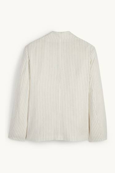 Dámské - Blejzr - relaxed fit - lněná směs - s úzkými proužky - krémově bílá