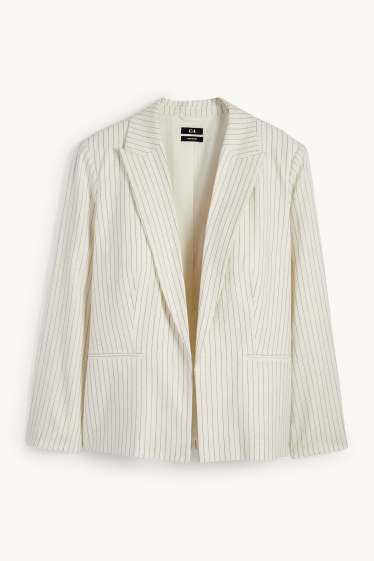 Dámské - Blejzr - relaxed fit - lněná směs - s úzkými proužky - krémově bílá