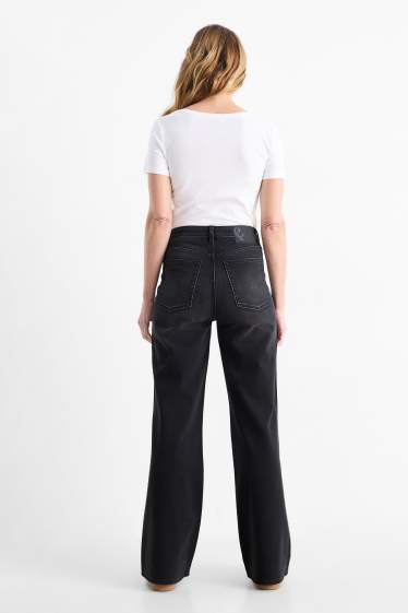 Damen - Wide Leg Jeans - High Waist - dunkeljeansgrau