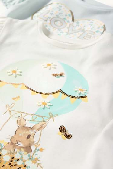 Enfants filles - Lot de 2 - lapin et cœur - T-shirts - blanc