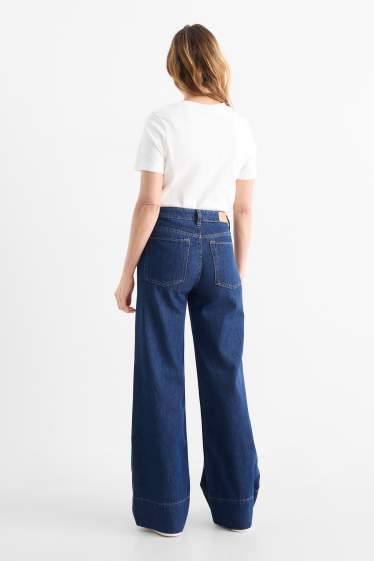 Damen - Wide Leg Jeans - Mid Waist - dunkeljeansblau