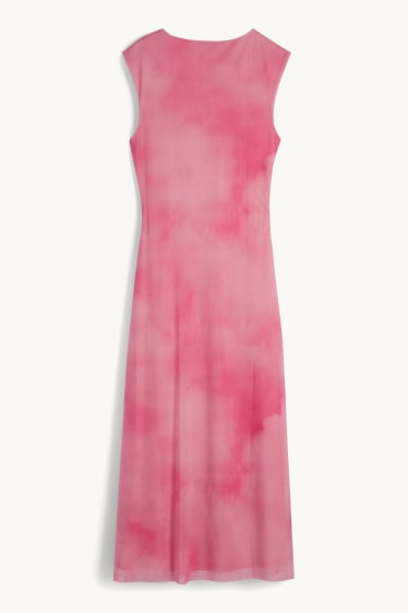 Dames - Jurk van mesh - met patroon - fuchsiarood