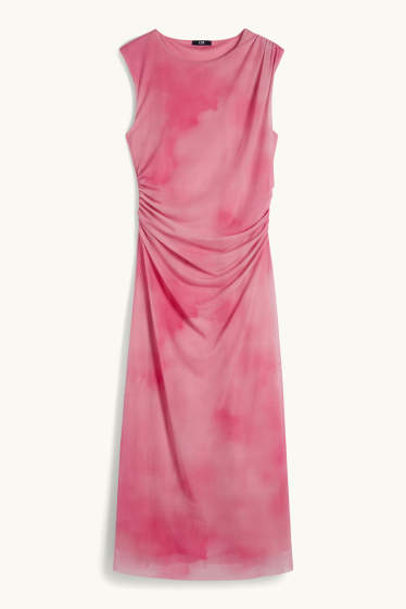 Dames - Jurk van mesh - met patroon - fuchsiarood