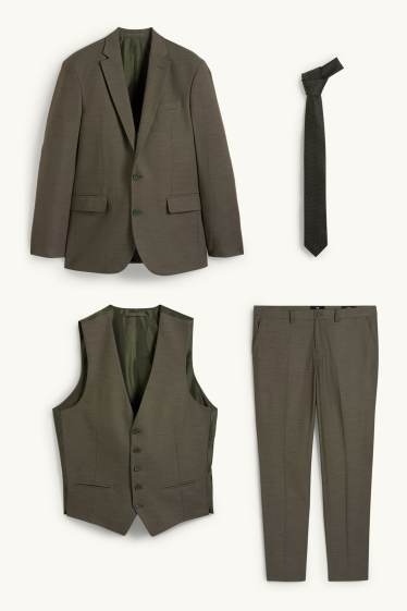 Men - Suit with tie - slim fit - 4 piece - green