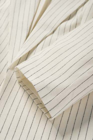 Dona - Americana formal - relaxed fit - mescla de lli - ratlla diplomàtica - blanc trencat