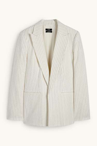 Dona - Americana formal - relaxed fit - mescla de lli - ratlla diplomàtica - blanc trencat