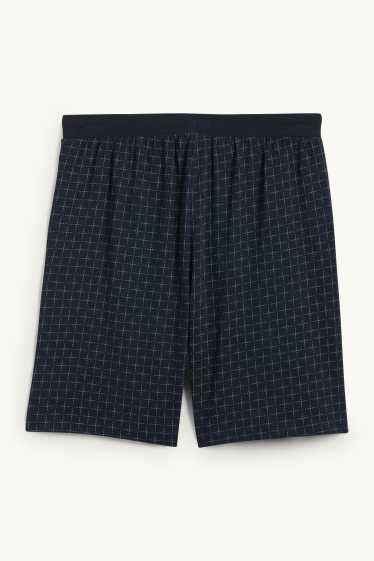 Herren - Pyjamashorts - kariert - dunkelblau