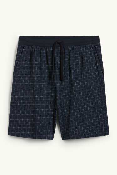 Herren - Pyjamashorts - kariert - dunkelblau