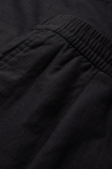 Women - Cloth trousers - high waist - straight fit - linen blend - black