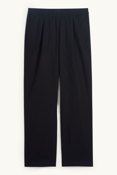 Women - Cloth trousers - high waist - straight fit - linen blend - black