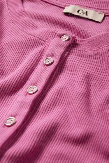 Femmes - Haut Henley - slim fit - finition côtelée - violet