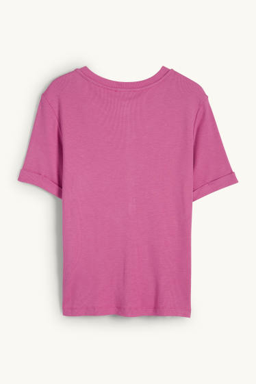 Femmes - Haut Henley - slim fit - finition côtelée - violet