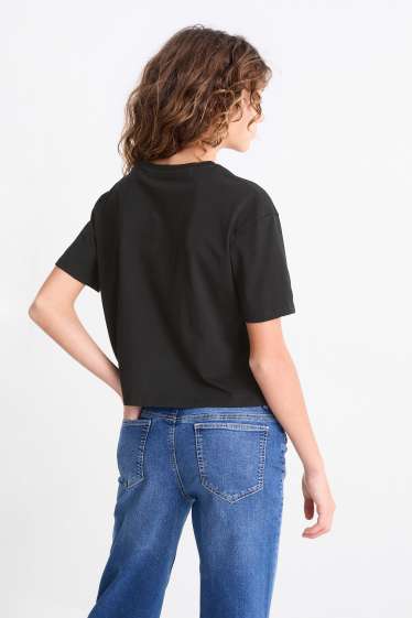 Copii - Fete - Multipack 2 buc. - inimi - tricou cu mânecă scurtă - negru