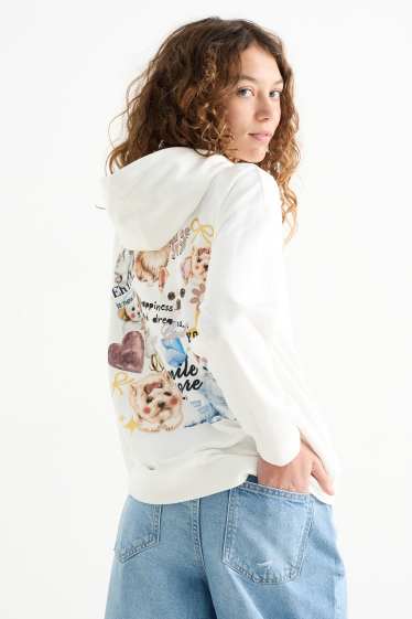 Kinder Mädchen - Hund, Katze und Hase - Hoodie - weiß