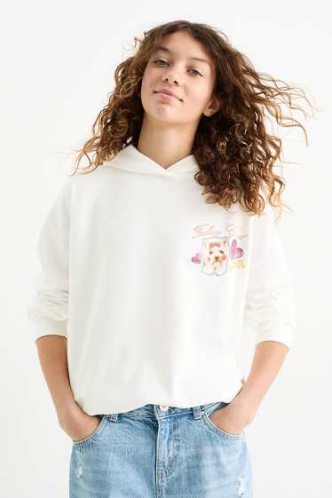 Kinder Mädchen - Hund, Katze und Hase - Hoodie - weiß