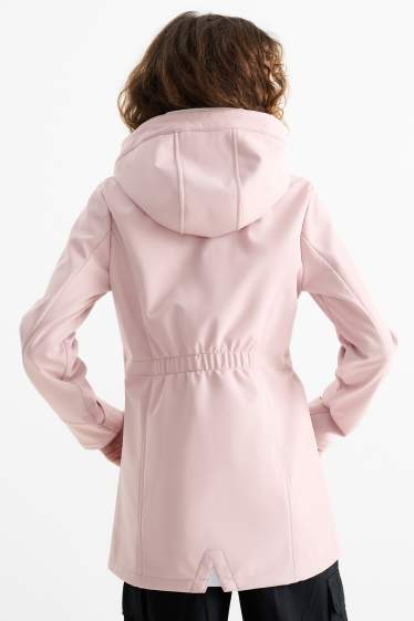 Kinder Mädchen - Softshelljacke mit Kapuze - wasserabweisend - rosa