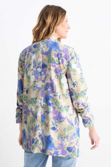 Donna - Blazer lungo - regular fit - a fiori - beige chiaro