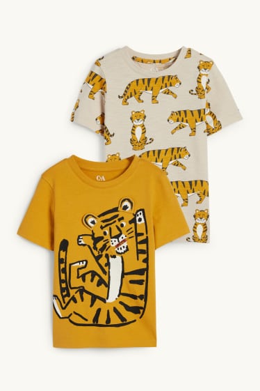 Kinder Buben - Multipack 2er - Tiger - Kurzarmshirt - hellorange