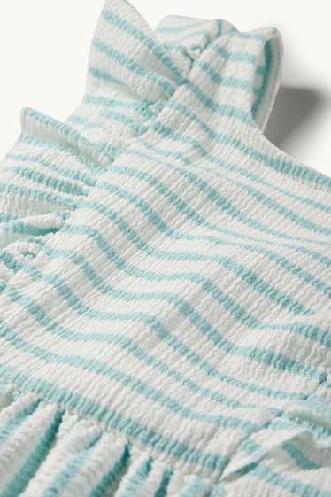 Enfants filles - Robe - à rayures - texturé - blanc / bleu clair