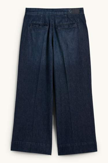 Damen - Crop Wide Leg Jeans - Mid Waist - dunkeljeansblau