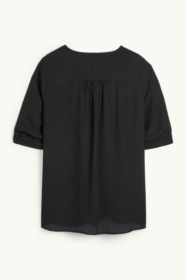 Women - V-neck blouse - black