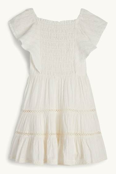 Kinder Mädchen - Kleid - gesmokt - cremeweiß