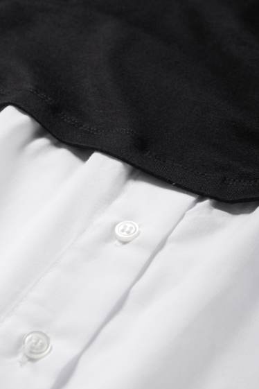 Femmes - T-shirt de grossesse - look 2-en-1 - noir / blanc