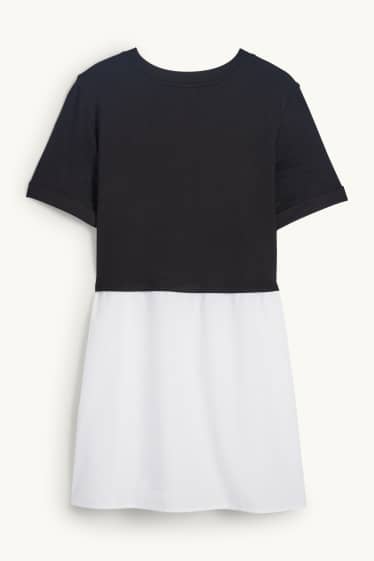 Femmes - T-shirt de grossesse - look 2-en-1 - noir / blanc