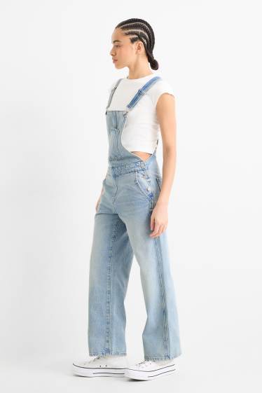Dames - Denim tuinbroek - loose fit - jeanslichtblauw
