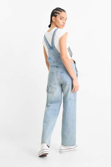 Dames - Denim tuinbroek - loose fit - jeanslichtblauw