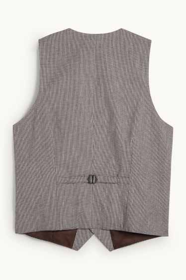 Hommes - Gilet de costume en lin mélangé - regular fit - Flex - à carreaux - beige / marron