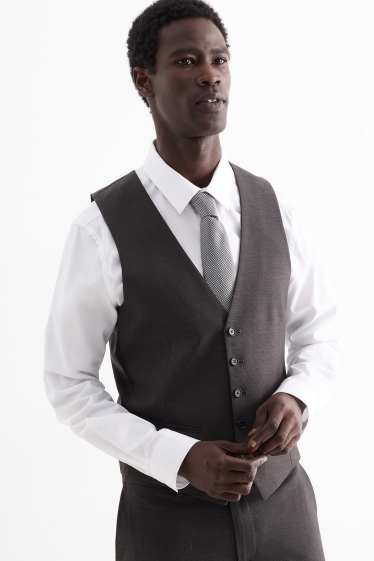 Men - Suit with tie - slim fit - 4 piece - dark gray