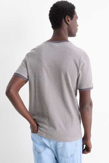 Herren - T-Shirt - Regular Fit - strukturiert - dunkelgrau