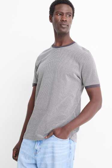 Herren - T-Shirt - Regular Fit - strukturiert - dunkelgrau