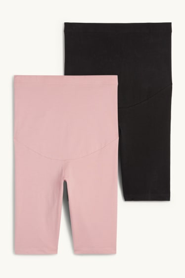 Dámské - Multipack 2 ks - těhotenské cyklistické šortky - černá/růžová