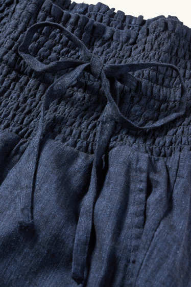 Donna - Bermuda premaman - misto lino - arricciature - blu scuro