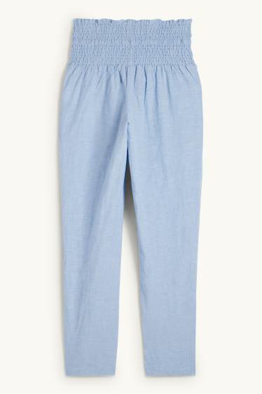 Dames - Zwangerschapspantalon - gesmokt - lichtblauw