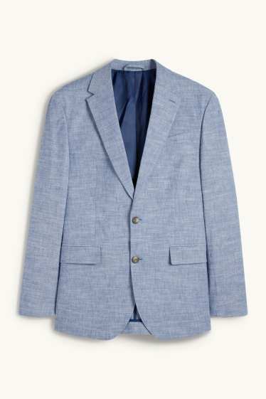 Hommes - Veste de costume en lin mélangé - regular fit - Flex - bleu