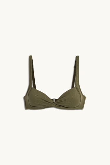 Damen - Bikini-Top mit Knotendetail - LYCRA® XTRA LIFE™ - wattiert - dunkelgrün