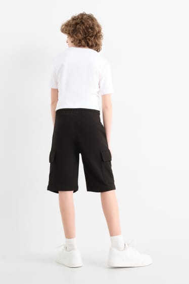 Kinder Buben - Multipack 3er - Sweat-Bermudas - schwarz / beige