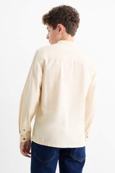 Kinder Jungen - Hemd mit Leinen-Anteil - hellbeige