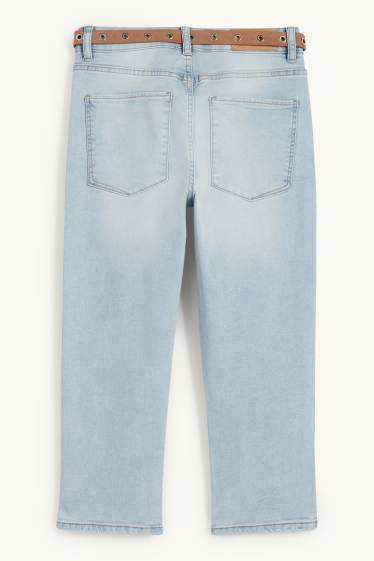Femmes - Jean capri à ceinture - mid waist - jean bleu clair